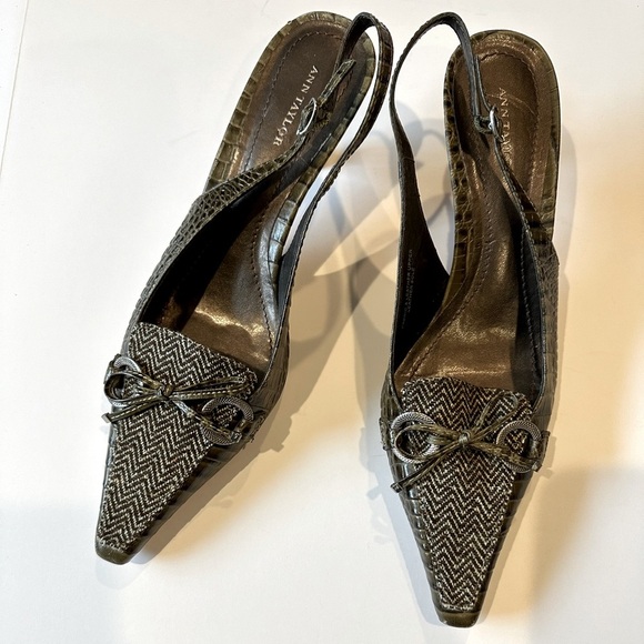 Ann Taylor Shoes - Ann Taylor Women's Snake Skin and Wool Herringbone Heel
